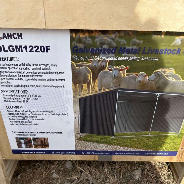 2026 SDLANCH SDLMG1220F Galvanized Metal Livestock Shed