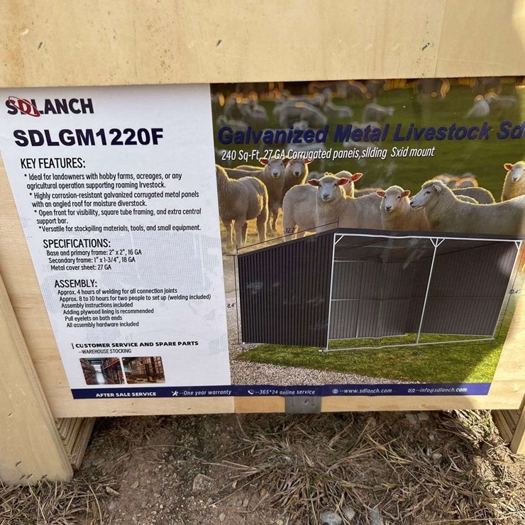 2026 SDLANCH SDLMG1220F Galvanized Metal Livestock Shed