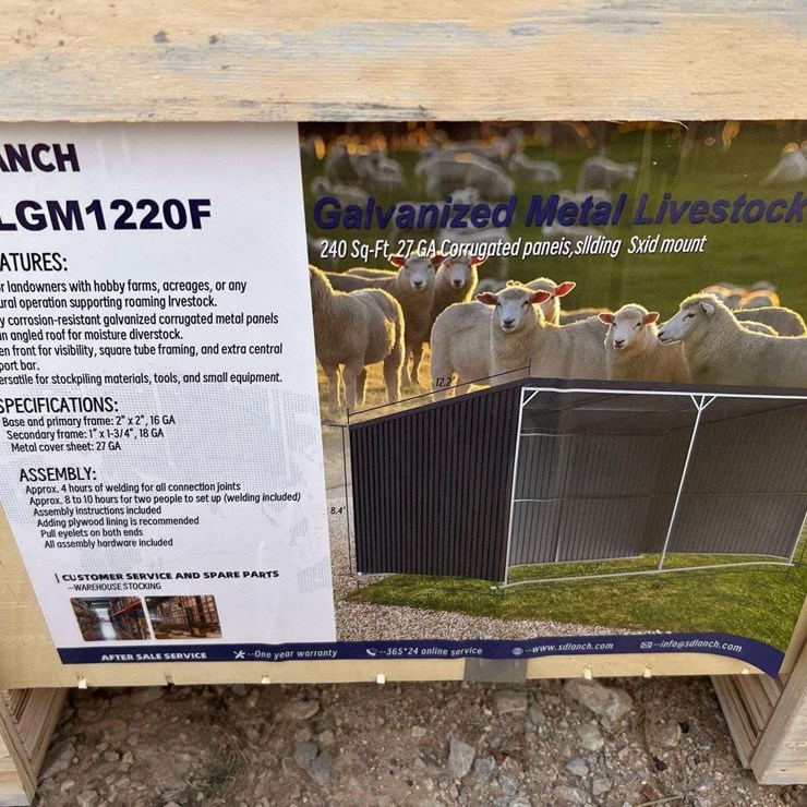 2026 SDLANCH SDLMG1220F Galvanized Metal Livestock Shed