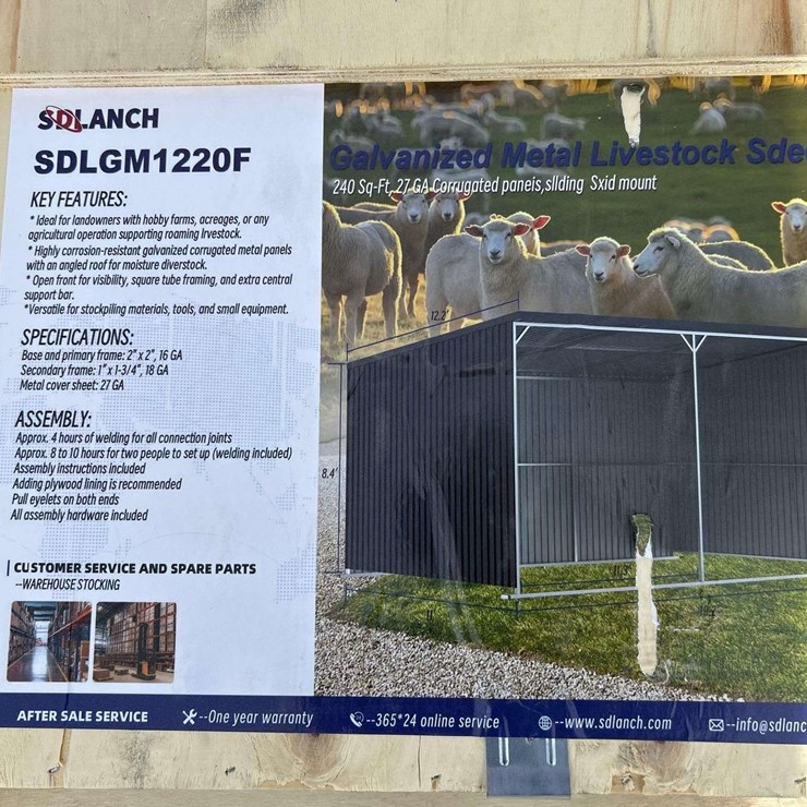 2026 SDLANCH SDLMG1220F Galvanized Metal Livestock Shed