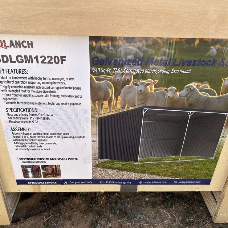 2026 SDLANCH SDLMG1220F Galvanized Metal Livestock Shed