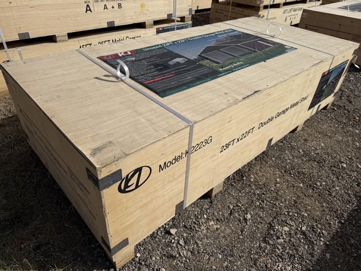 #37-•-double-garage-metal-barn---red/brown---23'-x-22'-image-2