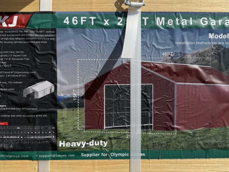 #41-•-single-metal-garage---46'-x-25',-red/brown-image-1