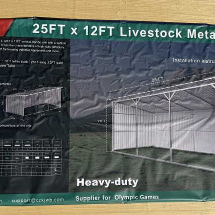 #7 • Livestock Metal Shed - Cream - 25' L x 12' W