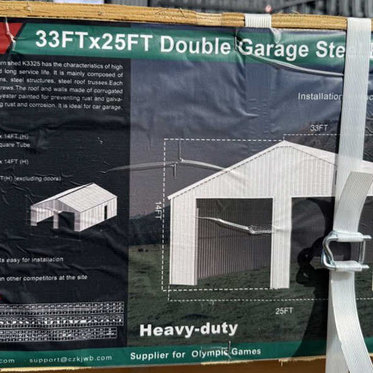 #24 • Double Garage Metal Barn - Cream - 33' x 25'