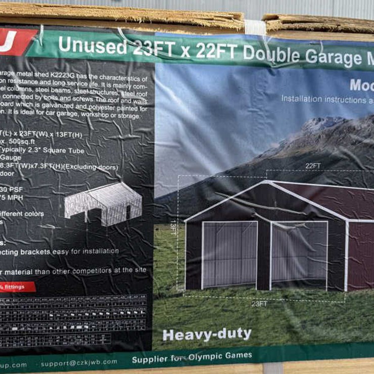 #6 • Double Garage Metal Barn - Red/Brown 23' x 22'