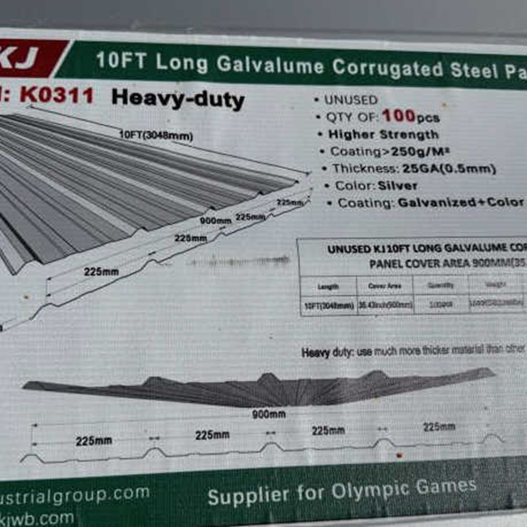 #27 • (100) Sheets of Galvalume Corrugated Steel 10' L