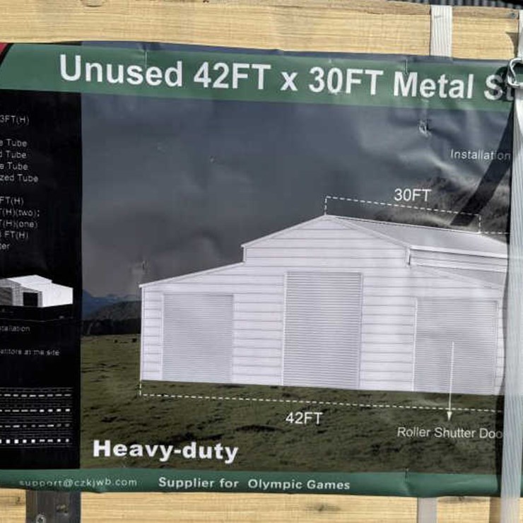 #22 • Metal Storage Shed - 42'x30', Heavy Duty, Cream w/