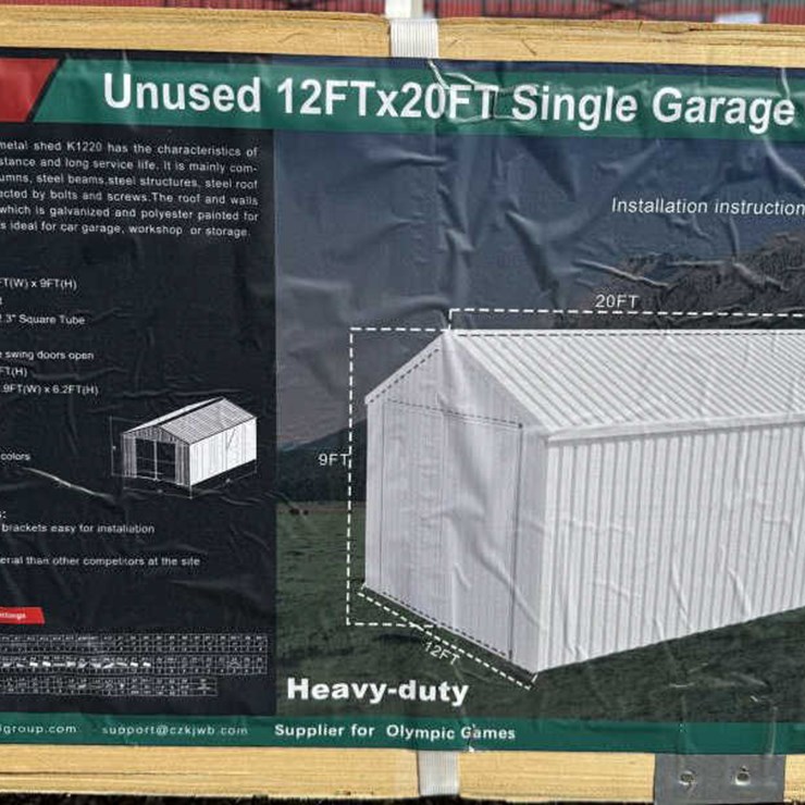 #34 • Single Garage Metal Shed, 12' x 20' w/Doors