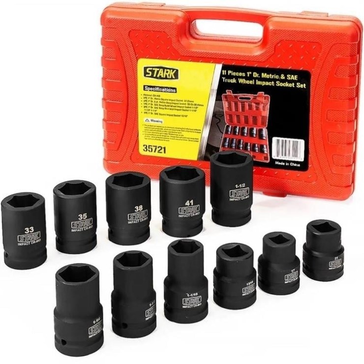 11pc 1" SAE & Metric Socket Set