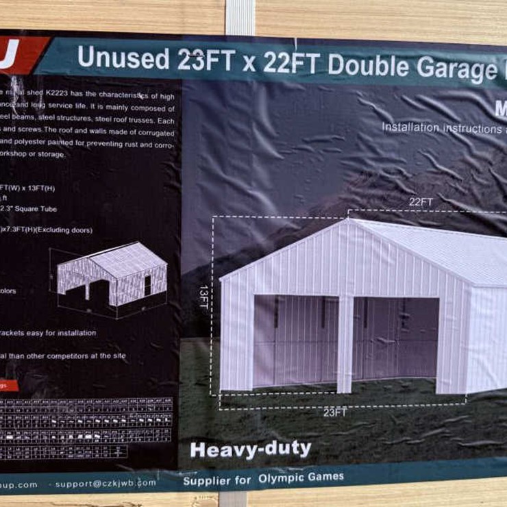 #26 • Double Garage Metal Barn - Cream - 23' x 22'