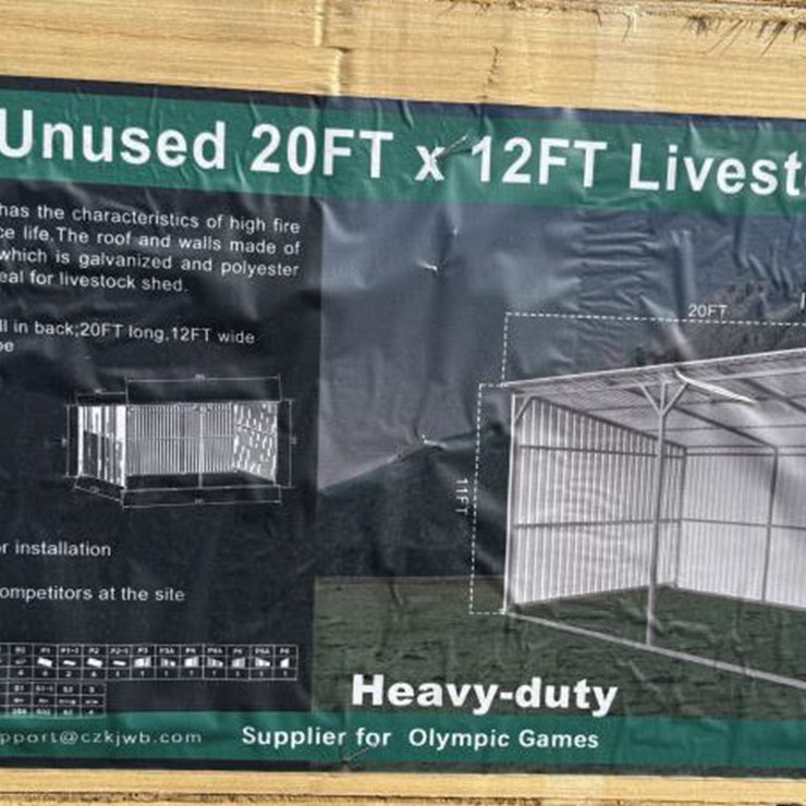 #33 • Livestock Metal Shed - Cream - 20' L x 12' W