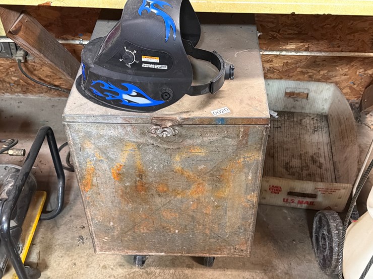 #20-•-rolling-metal-bin-with-welding-rods-and-helmet-image-1