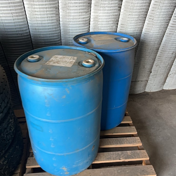 (2) plastic 55 gallon storage barrels