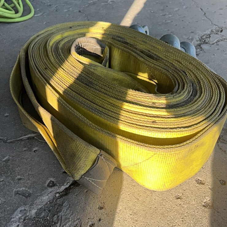 50’ tow strap, very heavy duty, used for big four-wheel-drive tractors, combines, etc.
Includes two very heavy duty clevis’s
