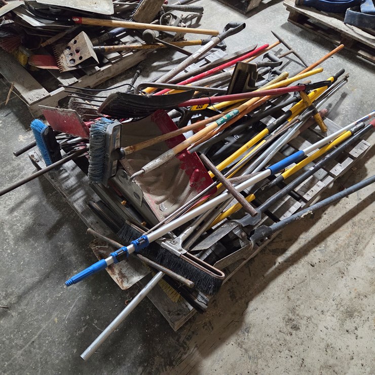 #5428 • Pallet of Shovels, Brooms, Squeegees, and More