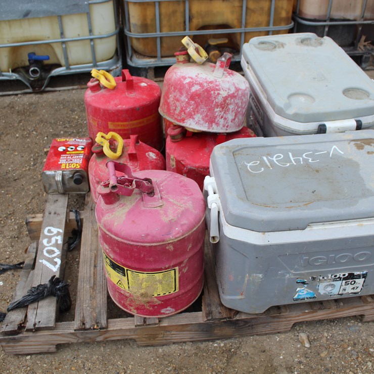 #6507 • 2 ICE CHESTS AND GAS CANS