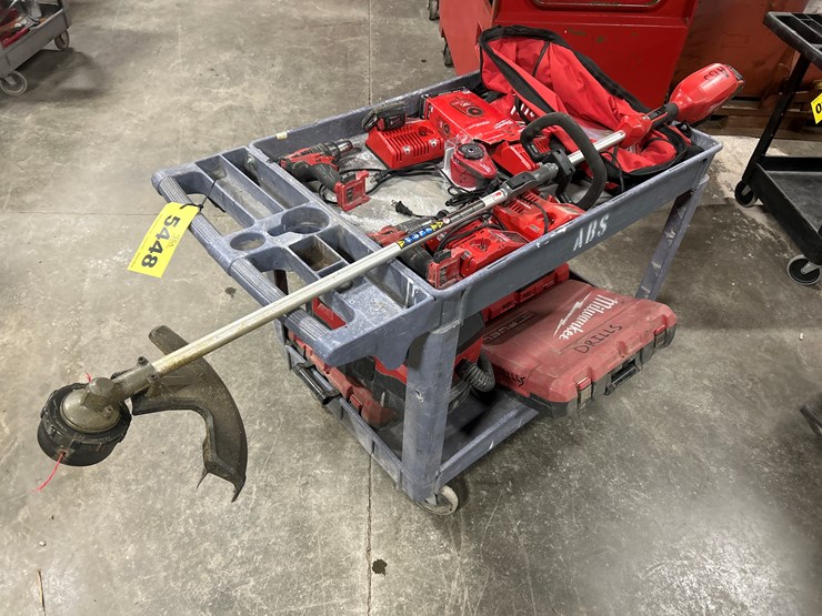 #5448-•-misc.-milwaukee-tools-w/-rolling-cart-image-1