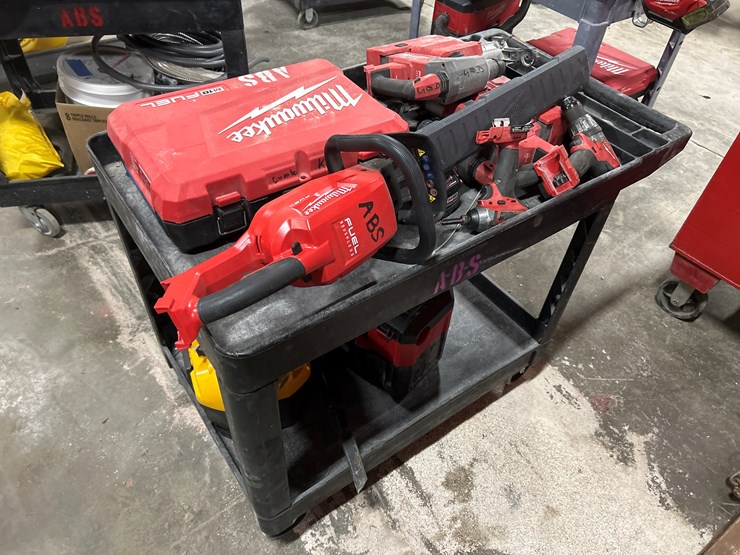 #5450-•-misc.-milwaukee-tools-w/-rolling-cart-image-1