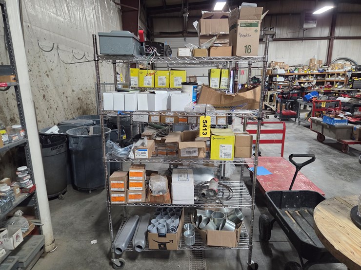 #5413-•-wire-rack-w/-misc.-couplers-and-electrical-hardware-image-1