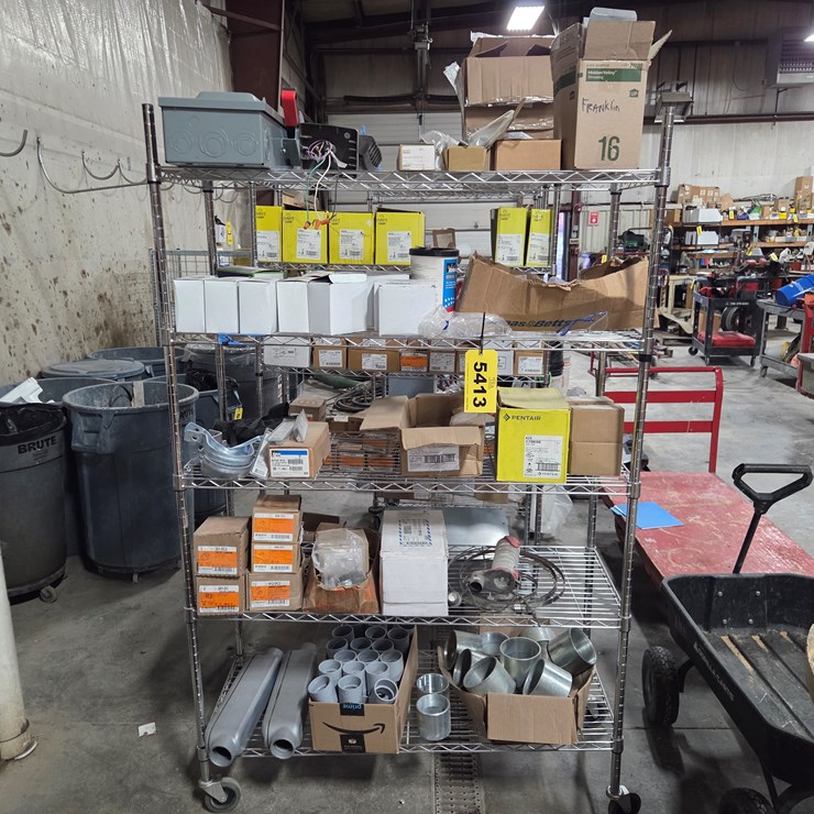 #5413 • Wire Rack w/ Misc. Couplers and Electrical Hardware