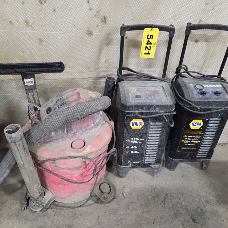 #5421 • (2) Napa Battery Chargers and (1) Shop Vac
