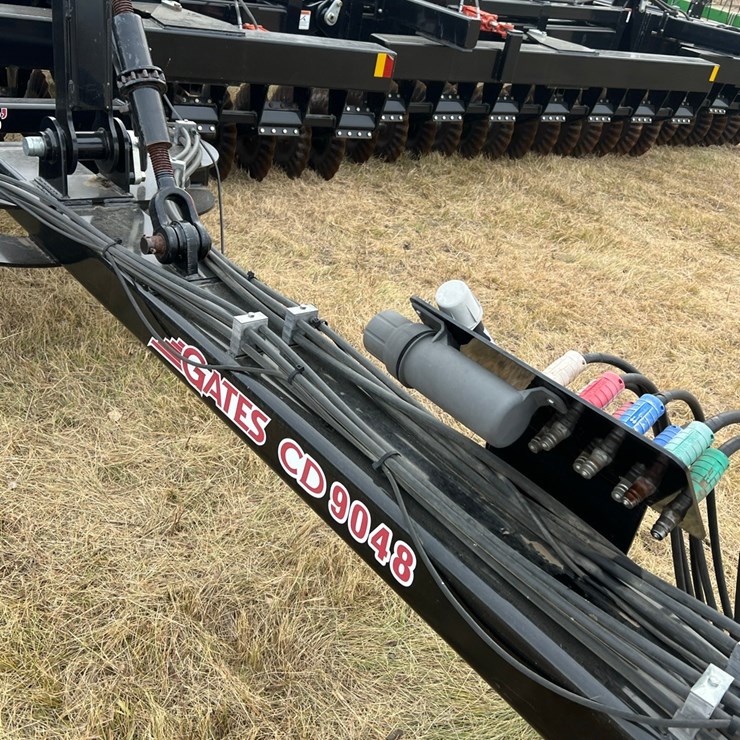 48’ Gates Coulter model CD 9048 Vertical Tillage tool, approx. five years old, excellent condition, low acres, has heavy duty Gates￼ harrows with rolling baskets