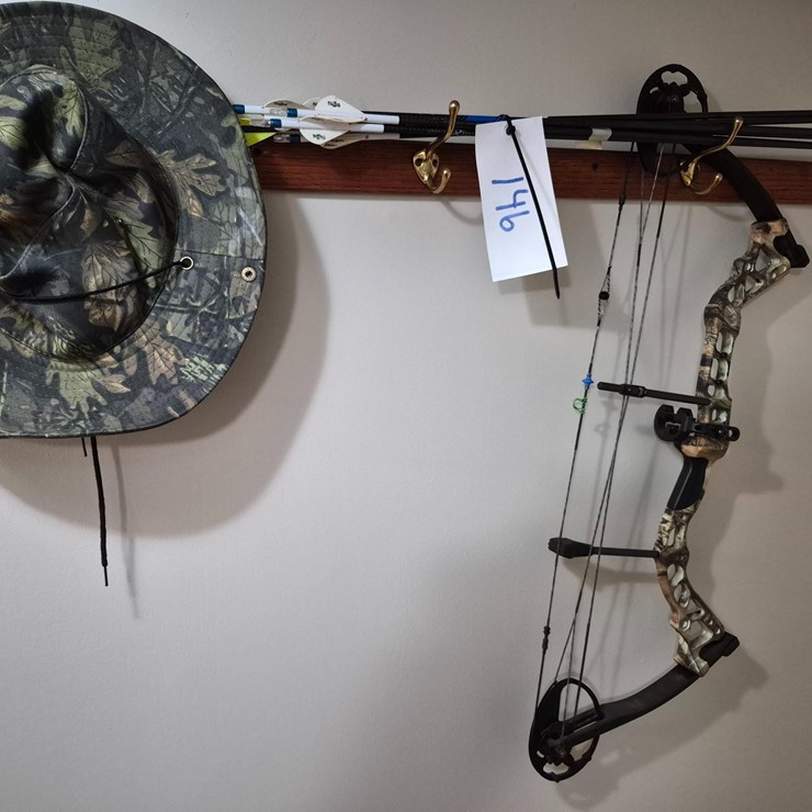 Compound Bow, Arrows, Hat