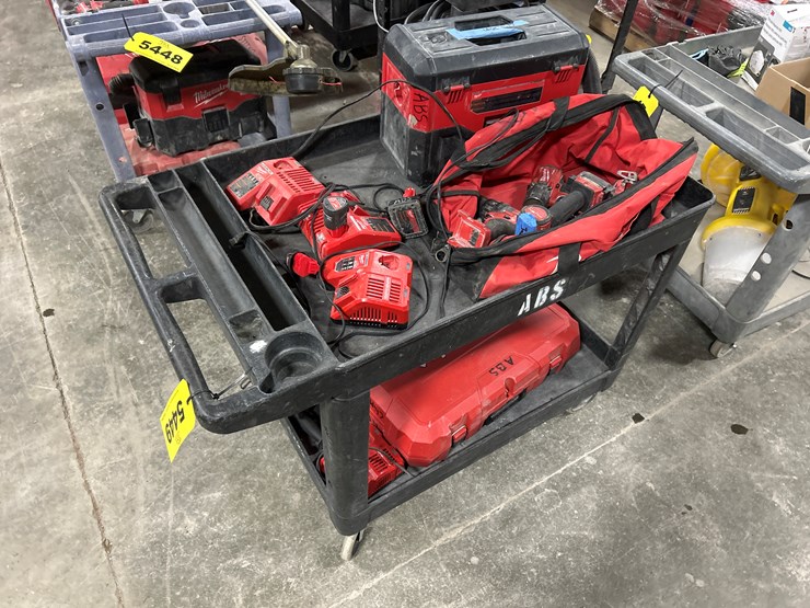 #5449-•-misc.-milwaukee-tools-w/-rolling-cart-image-1
