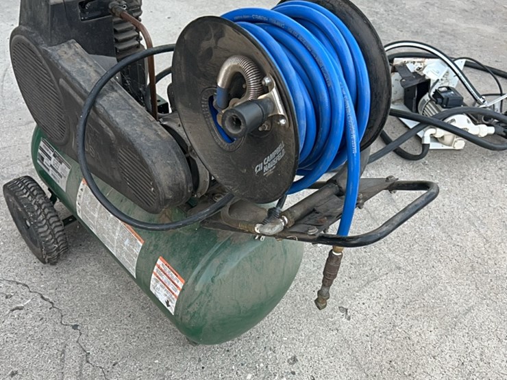 farmhand-air-compressor,-5-hp,-used-little,-has-hose-and-reel-self-contained.-image-11