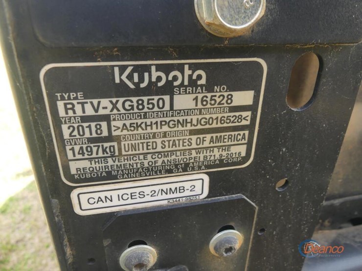 2018-kubota-rtv-xg850-4wd-utility-vehicle,-s/n-a5kh1pgnhjg016528-(no-title---$50-trauma-care-fee-applies):-gas-eng.,-front-winch,-rear-winch,-manual-dump,-2032-mi.,-311-hrs-image-7