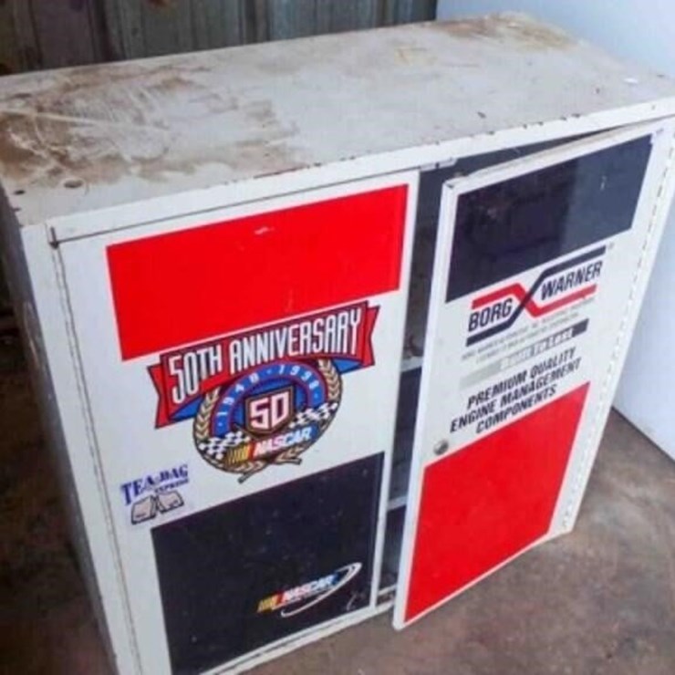 METAL CABINET WITH SHELVES, 30" X 14" X 30"