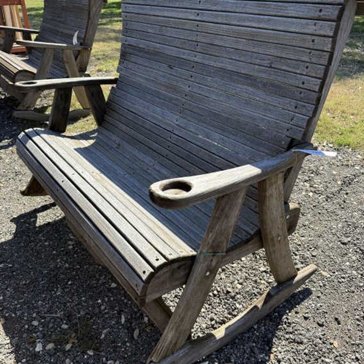 #142 • Wooden Patio Rocker Love Seat