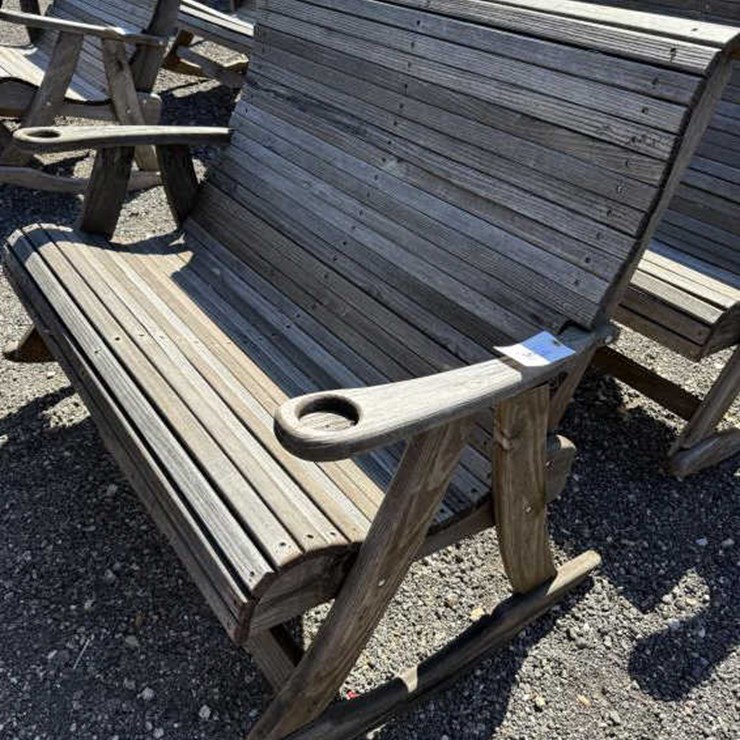 #145 • Wooden Patio Rocker Love Seat
