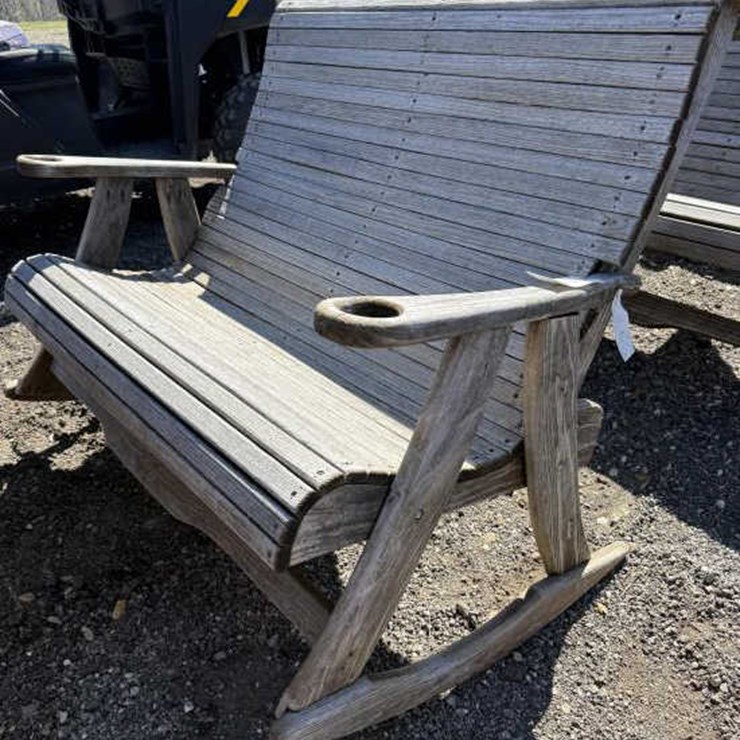 #134 • Wooden Patio Rocker Love Seat