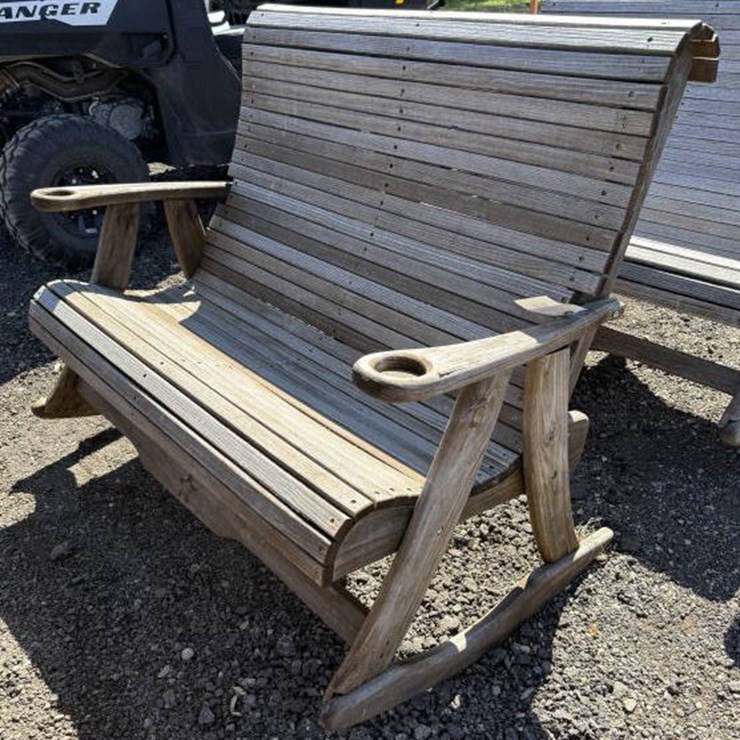 #133 • Wooden Patio Rocker Love Seat