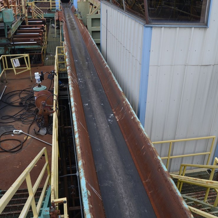 24"X120' BELT LOG CONVEYOR W 4 ARM LOG SWEEP NO DRIVE