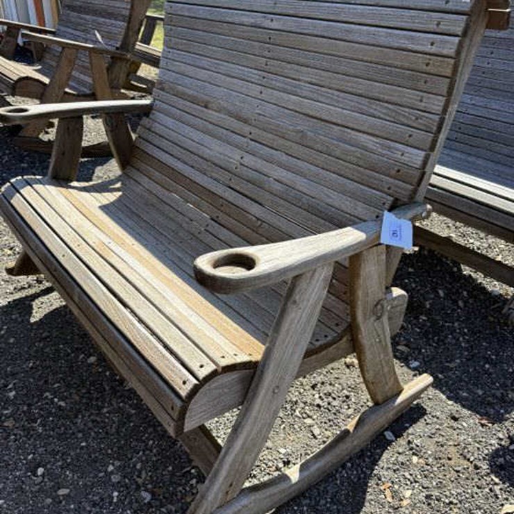 #143 • Wooden Patio Rocker Love Seat