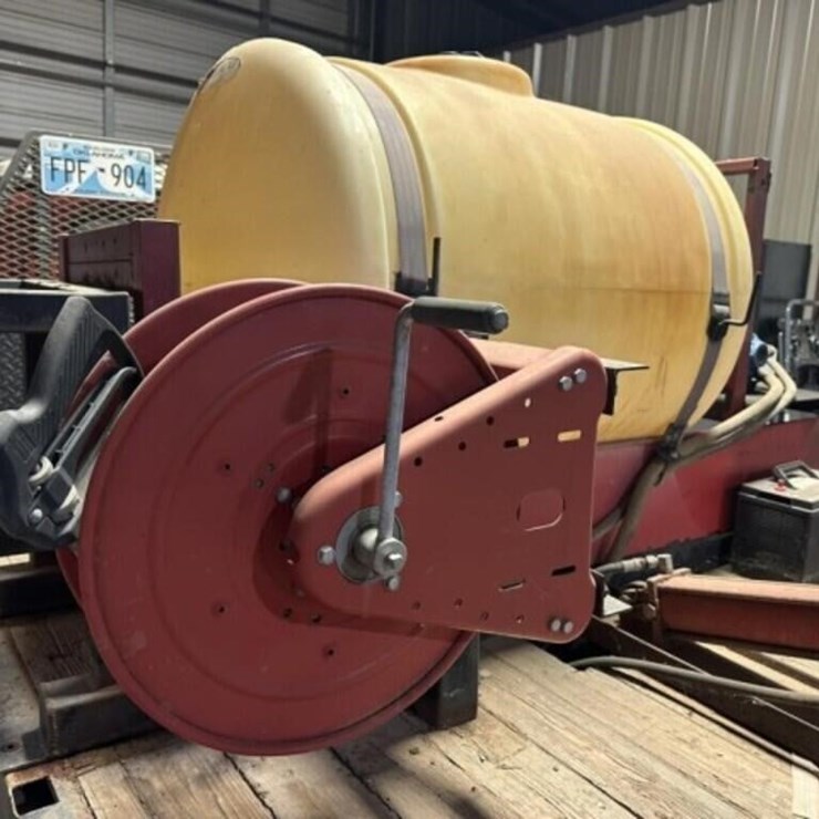 Fimco 150 gal. Gas powered sprayer and reel,