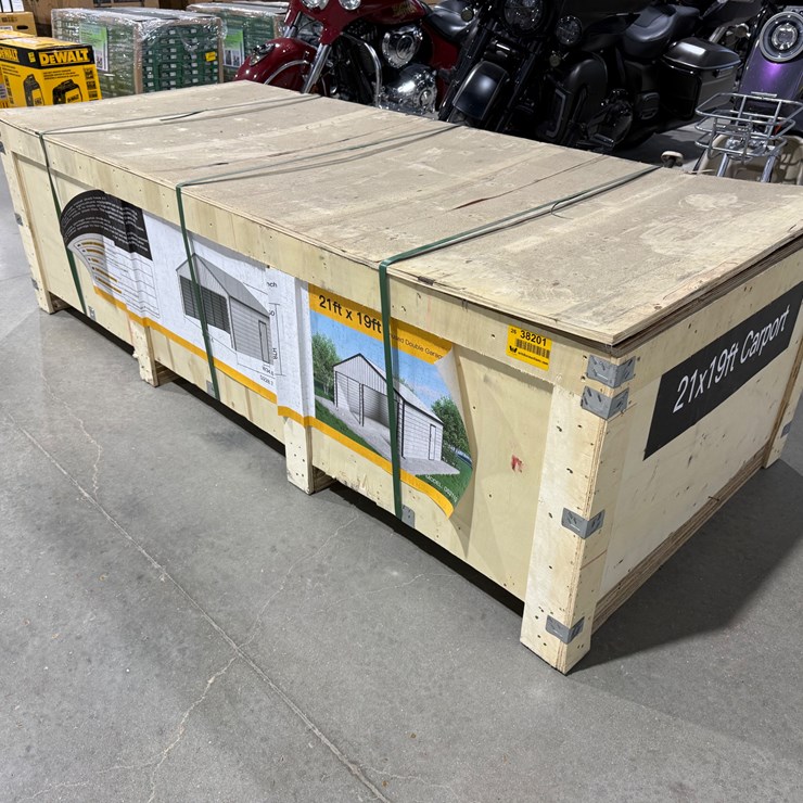 #38201 • Unused 21’x19’ Double Garage Metal Shed INV# 38201