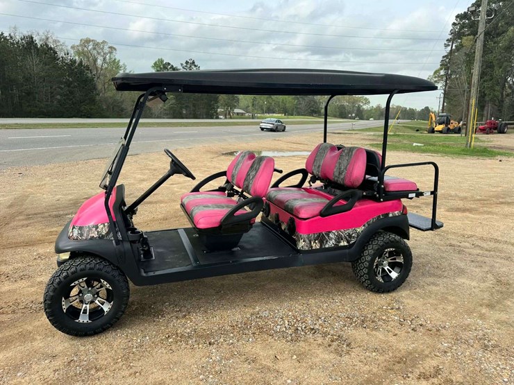 club-car-6-seater-golf-cart---pink-&-camo---battery-charger-included-image-2