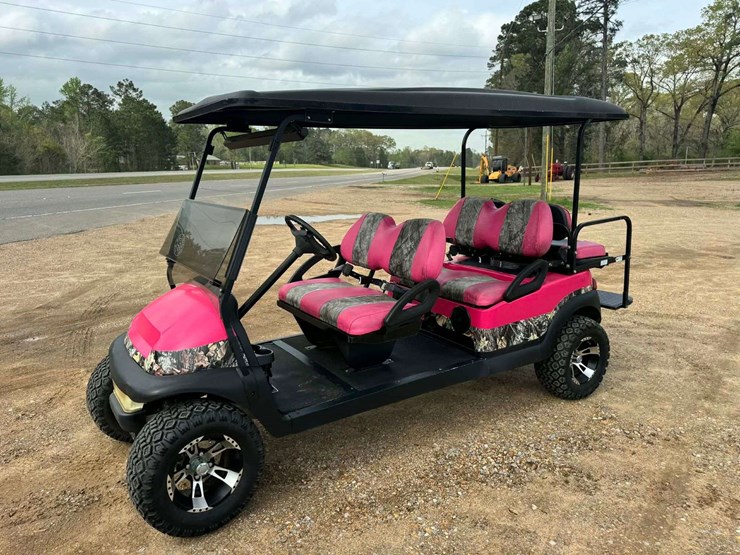 club-car-6-seater-golf-cart---pink-&-camo---battery-charger-included-image-1