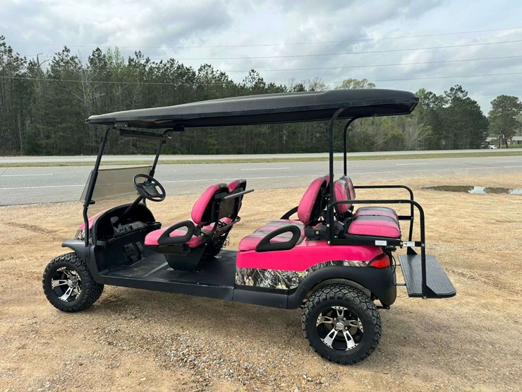 club-car-6-seater-golf-cart---pink-&-camo---battery-charger-included-image-3