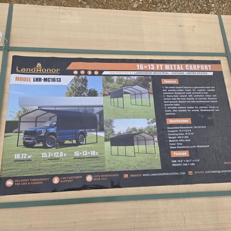 #8115 • NEW LANDHONOR 16' X 13' METAL CARPORT