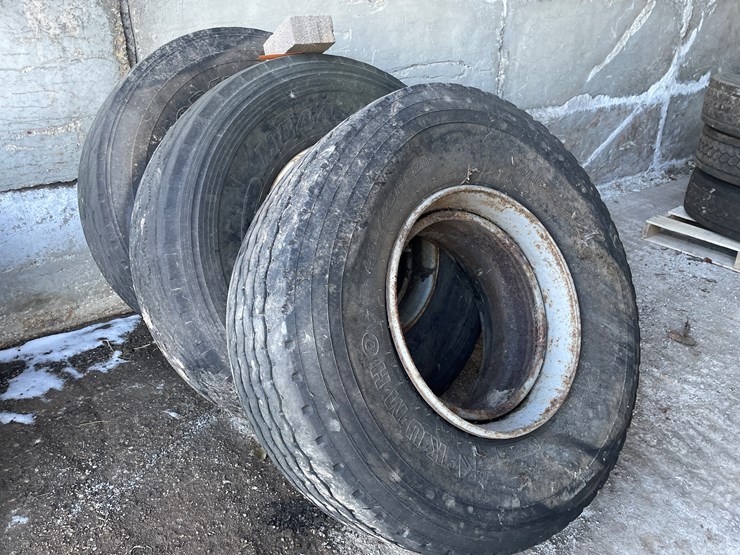 #6026-•-(3)-semi-truck-tires-on-dayton-rims-image-1