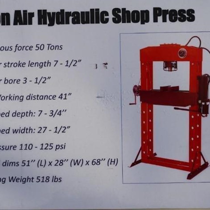 #4084 • New 50 Ton Hydraulic Shop Press