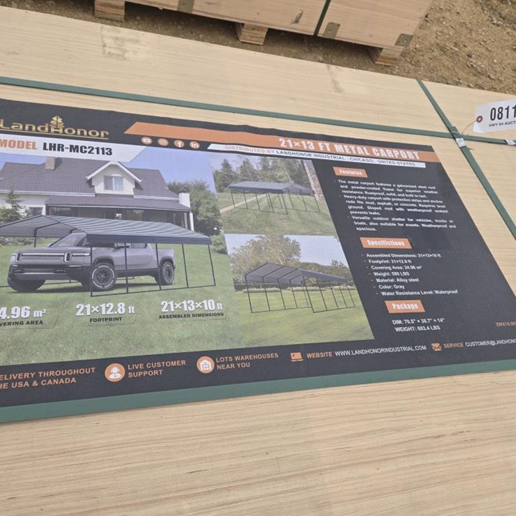 #8114 • NEW LANDHONOR 21' X 13' METAL CARPORT