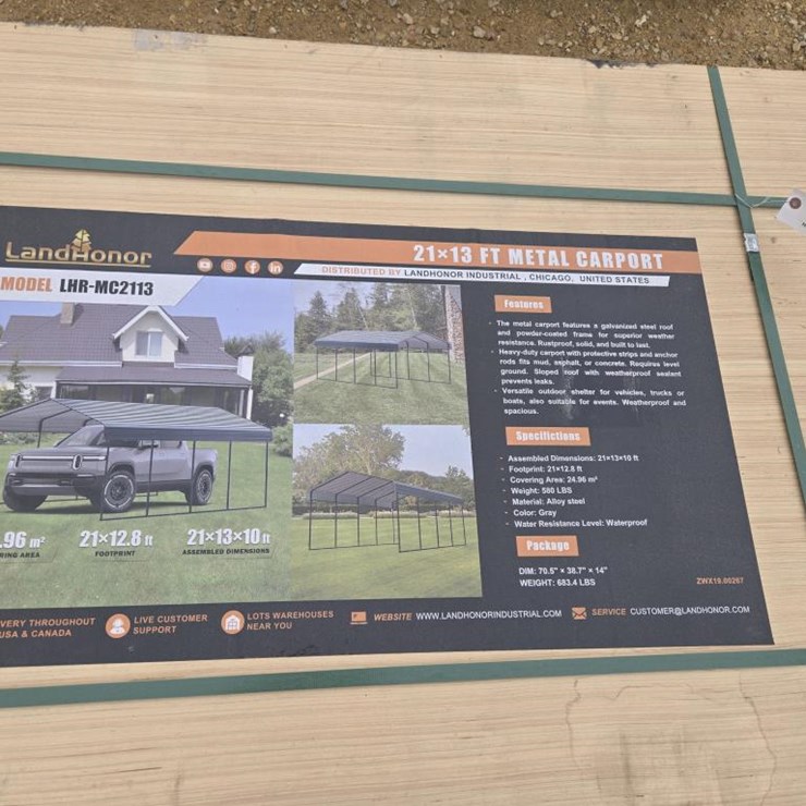 #8113 • NEW LANDHONOR 21' X 13' METAL CARPORT