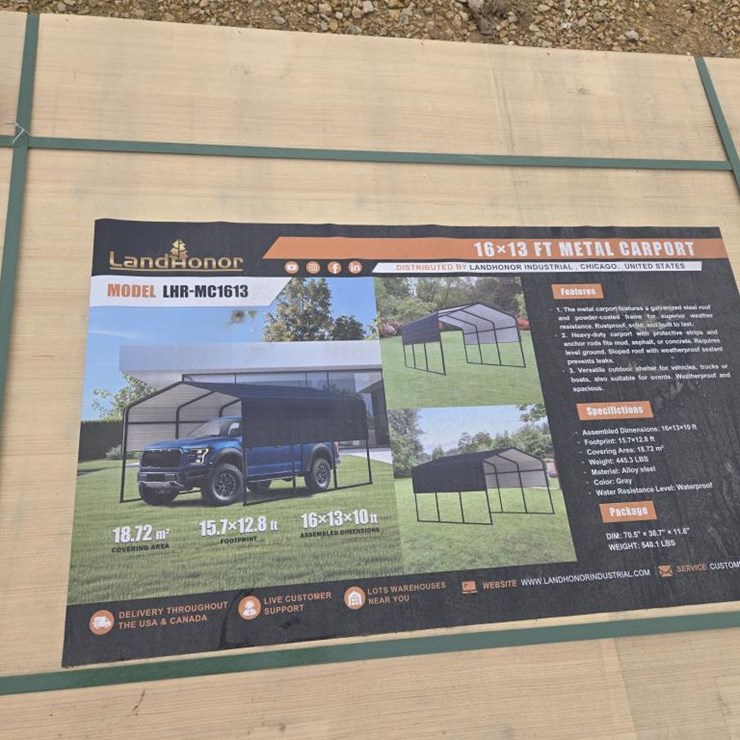 #8116 • NEW LANDHONOR 16' X 13' METAL CARPORT