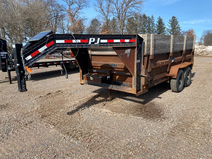 #1116-•-2011-pj-14'-gooseneck-dump-trailer-(has-wi-title)-(colfax,-wi)-image-1